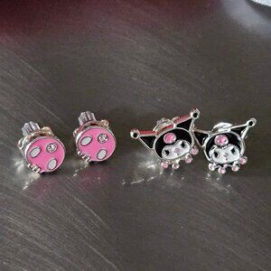 Bundle 3 HK Items for $10: HK & Friends Pink Skull & Kuromi 2 Pairs Earrings